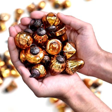 Amber Christmas Ornaments - Glass Ornaments For New year Decoration-25 Pieces